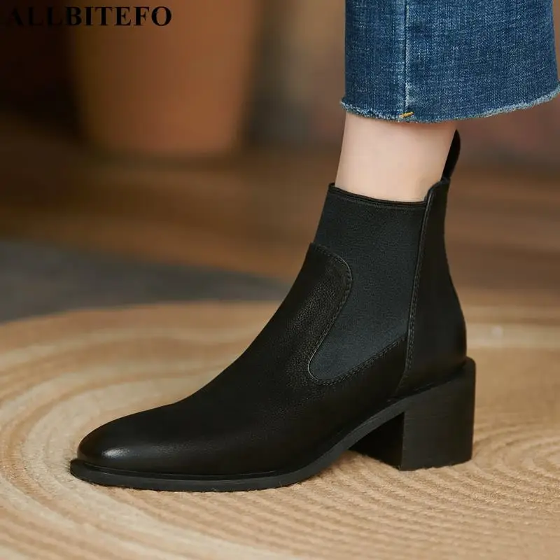ALLBITEFO Size:34-42 genuine leather thick heels ankle boots for women high heels shoes winter snow women boots femme bottes
ALLBITEFO Size:34-42 genuine leather thick heels ankle boots for women high heels shoes winter snow women boots femme bottes