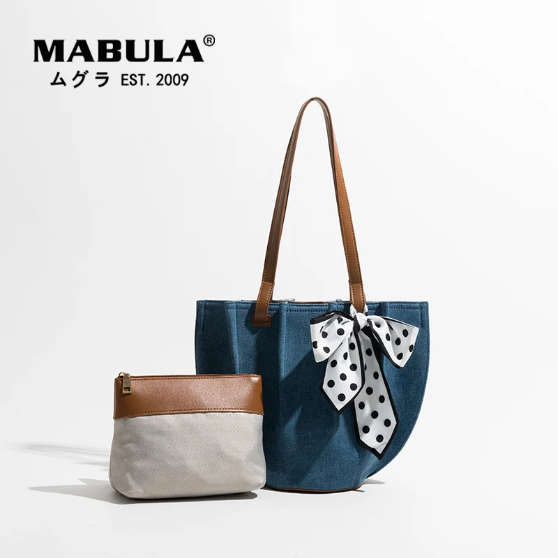 MABULA Denim Large Capacity Shoulder Tote Bags For Women High Quality Casual Shell Travel Handbags Female Solid Shopping Bag
MABULA Denim Large Capacity Shoulder Tote Bags For Women High Quality Casual Shell Travel Handbags Female Solid Shopping Bag