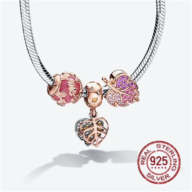 Luxury 925 Sterling Silver Rose gold Leaves Charms Pendants fit Pandora Bracelets Women DIY Jewelry S925 Gift Girl Female SMC257
Luxury 925 Sterling Silver Rose gold Leaves Charms Pendants fit Pandora Bracelets Women DIY Jewelry S925 Gift Girl Female SMC257