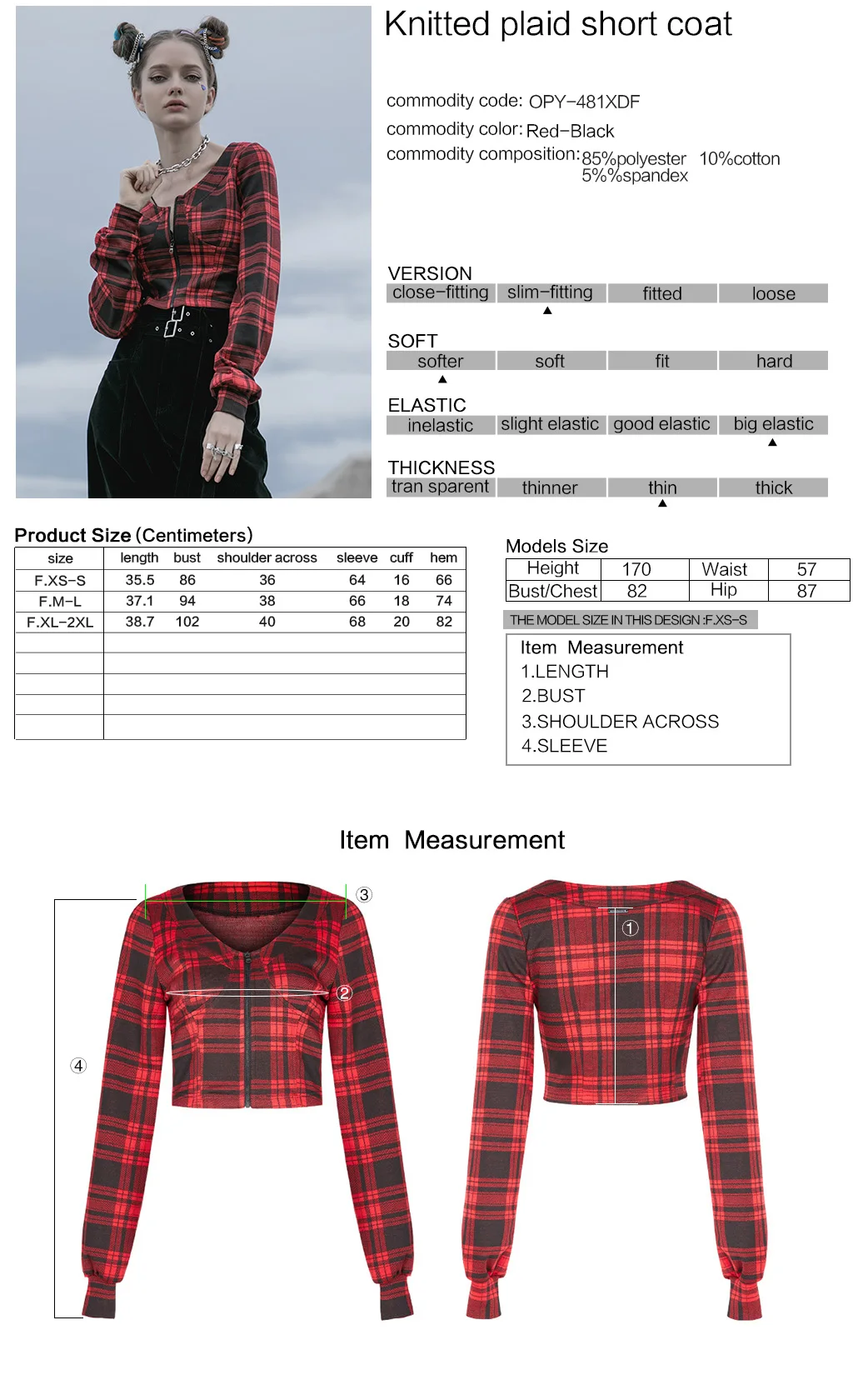 PUNKRAVE Women's Gothic Daily Knitted Plaid Short Coat Horizontal Wide Neck Thin Casual Outerwear 
PUNKRAVE Women's Gothic Daily Knitted Plaid Short Coat Horizontal Wide Neck Thin Casual Outerwear