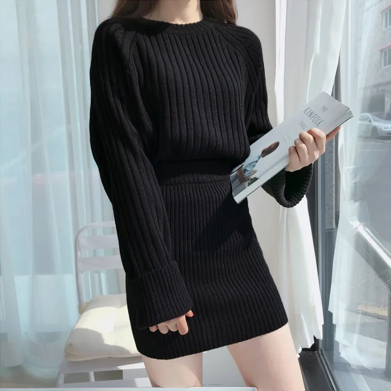 2021 Autumn Winter New All-match Solid Color Two-piece Set Casual Women Knit O-neck Sweater + Slim Skirt Office Lady Suits Y248
2021 Autumn Winter New All-match Solid Color Two-piece Set Casual Women Knit O-neck Sweater + Slim Skirt Office Lady Suits Y248