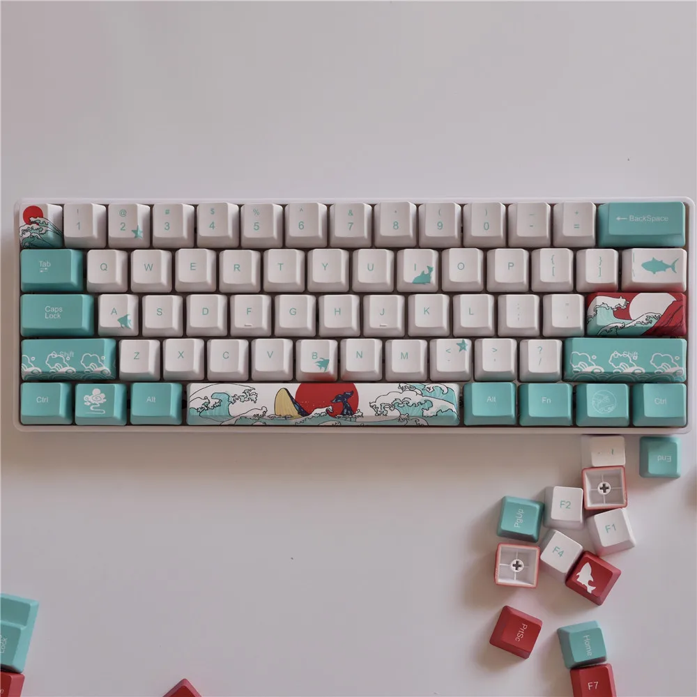108 Japanese coral sea keycap PBT sublimation keys mechanical keyboard OEM personality GK64/GH60/68F11
108 Japanese coral sea keycap PBT sublimation keys mechanical keyboard OEM personality GK64/GH60/68F11