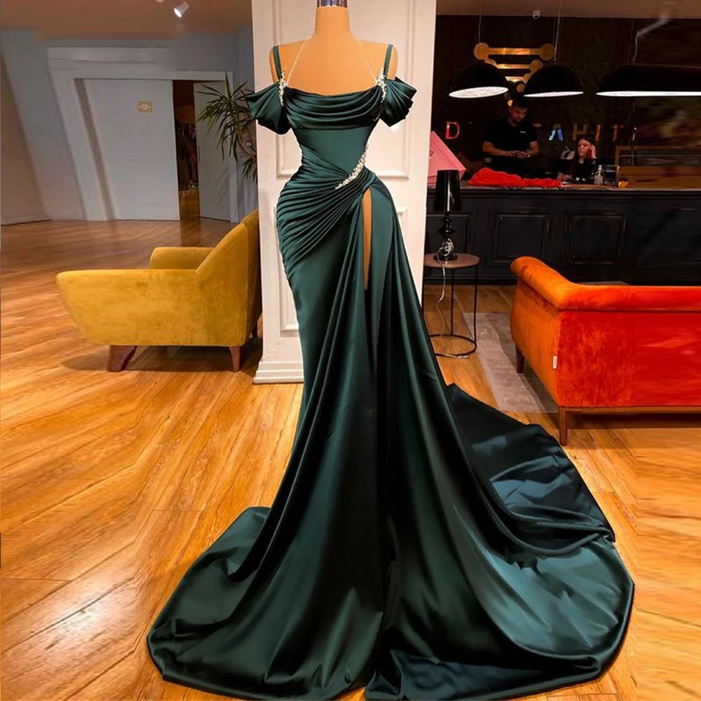 Spaghetti Strap Stain Evening Dresses Long 2021 Green Off-The-Shoulder Prom Gowns mermaid Side Split Custom vestido de fiesta
Spaghetti Strap Stain Evening Dresses Long 2021 Green Off-The-Shoulder Prom Gowns mermaid Side Split Custom vestido de fiesta