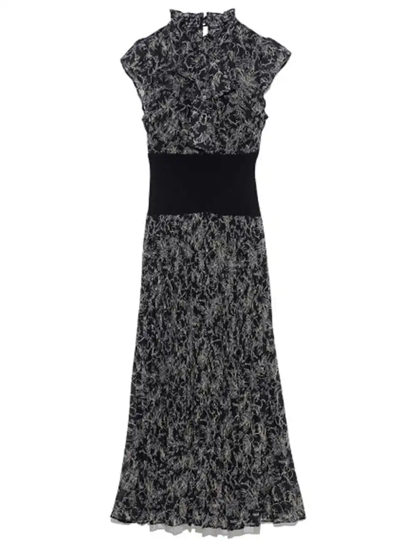 Japanese Half High Collar Little Flying Sleeve Print Screw Thread Splicing Empire Dresses 2021 Spring Woman Clothing
Japanese Half High Collar Little Flying Sleeve Print Screw Thread Splicing Empire Dresses 2021 Spring Woman Clothing