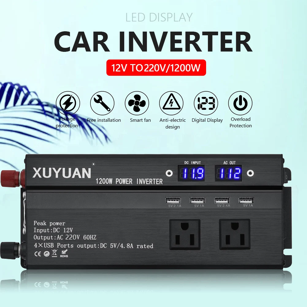 Автомобильный инвертор 1200 Вт, постоянный ток 12 в 24 В до 220 В переменного тока, инвертор с 3 розетками переменного тока, 4 USB-порта для защиты от ...
Автомобильный инвертор 1200 Вт, постоянный ток 12 в 24 В до 220 В переменного тока, инвертор с 3 розетками переменного тока, 4 USB-порта для защиты от ...