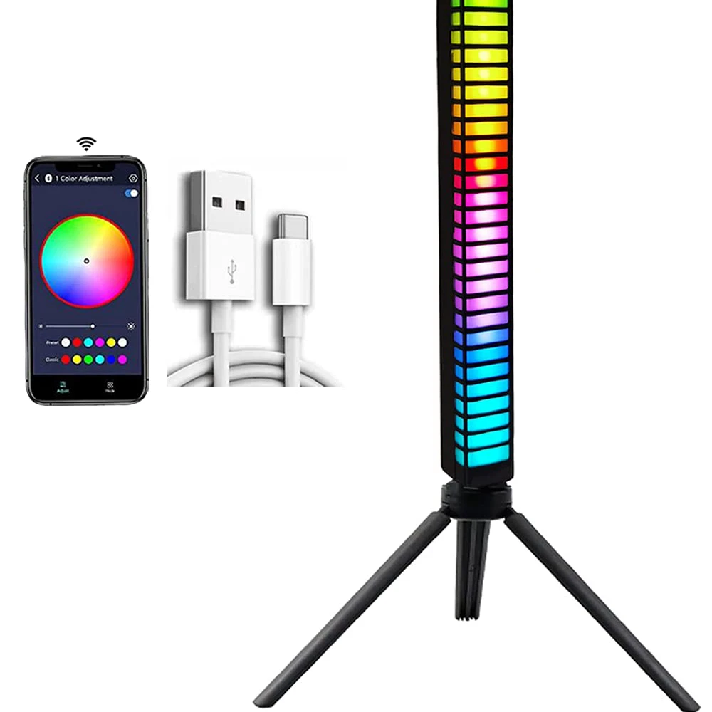 RGB Sound-Controlled Rhythm Light Car Music Lamp LED Strip Light App Control for Car Gaming Room PC Desktop DJ Studio with Stand
RGB Sound-Controlled Rhythm Light Car Music Lamp LED Strip Light App Control for Car Gaming Room PC Desktop DJ Studio with Stand