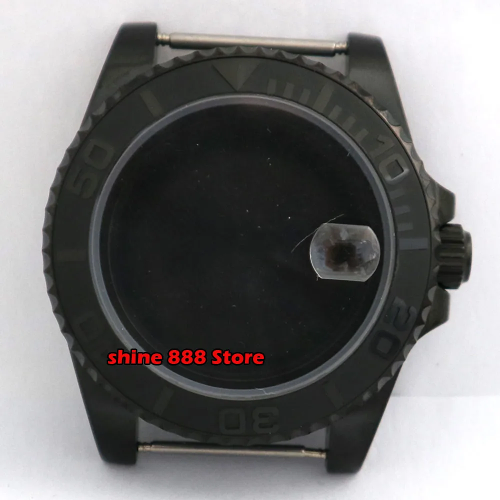Черный чехол 40 мм с сапфировым стеклом подходит для ETA2836 NH35 36 Mingzhu DG2813 3804 Miyota8205 8215