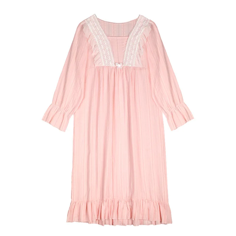 Nightdress Female Court Style Retro Cotton Spring Autumn Princess Sweet Cute Long-Sleeved Thin Long Dress Fairy Sleepwear
Nightdress Female Court Style Retro Cotton Spring Autumn Princess Sweet Cute Long-Sleeved Thin Long Dress Fairy Sleepwear