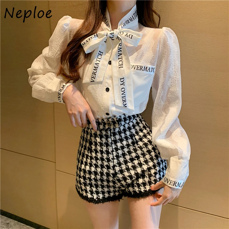 Neploe Work Style Ol Slim Blouse Women Turn Down Collar Lace Up Bow Design Elegant Blusas Long Sleeve Single Breast Shirt 2021 
Neploe Work Style Ol Slim Blouse Women Turn Down Collar Lace Up Bow Design Elegant Blusas Long Sleeve Single Breast Shirt 2021