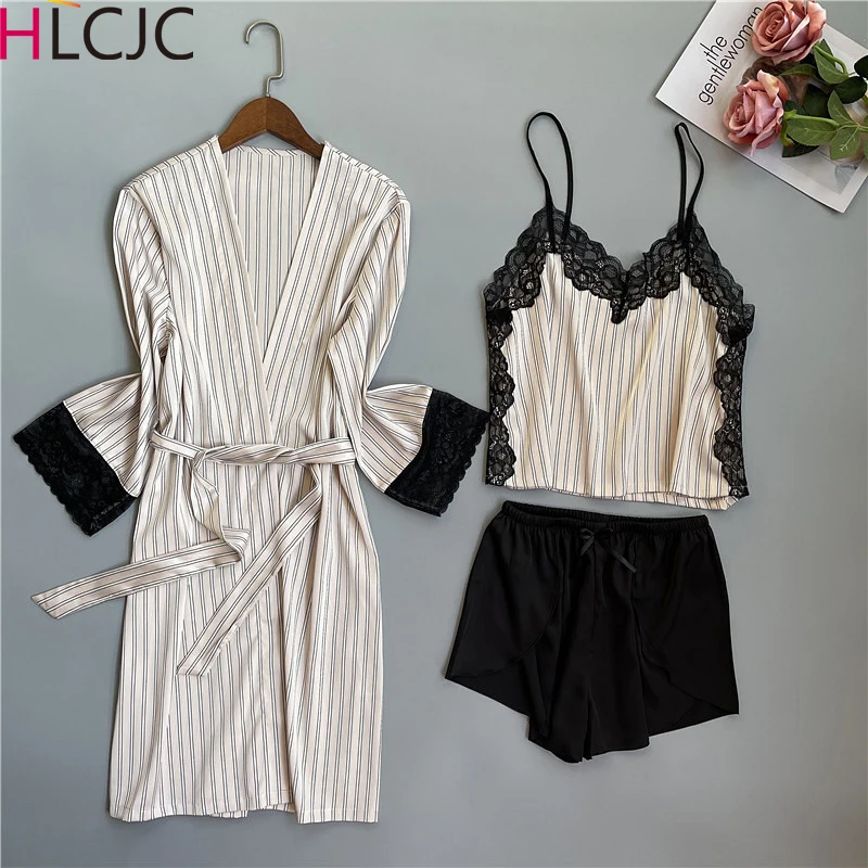 3Pcs/set Summer Women Silk Pajamas Sets Sleepwear Spaghetti Strap Satin Pyjamas Femme Sexy Robe Nightwear Sling Shorts Homewear
3Pcs/set Summer Women Silk Pajamas Sets Sleepwear Spaghetti Strap Satin Pyjamas Femme Sexy Robe Nightwear Sling Shorts Homewear
