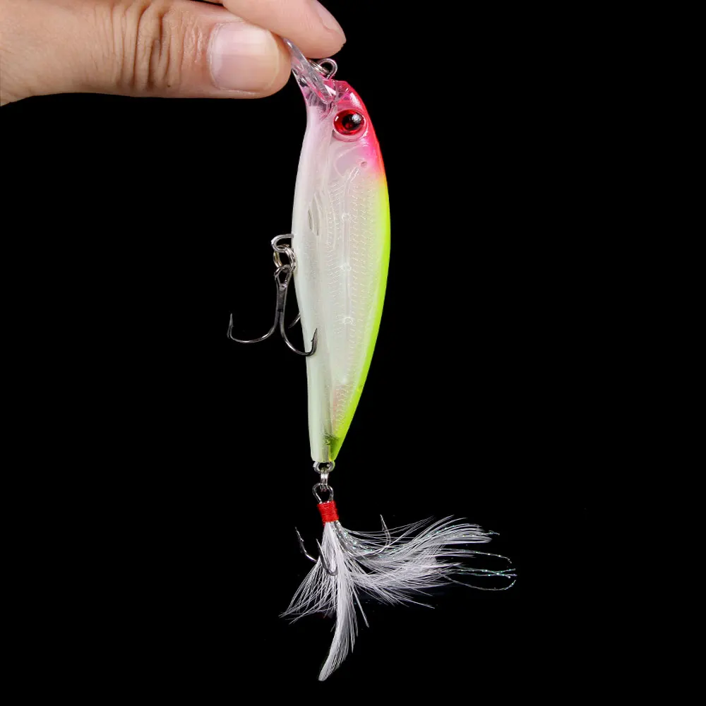 HENGJIA 11cm 14g Hard Plastic Minnow Lure with Feather Artificial Fishing Lures 3D Fish Eye Fake Swimbait Simulation Crankbait
HENGJIA 11cm 14g Hard Plastic Minnow Lure with Feather Artificial Fishing Lures 3D Fish Eye Fake Swimbait Simulation Crankbait