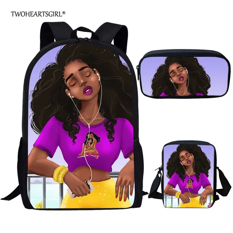 Женский комплект из рюкзака и сумки twoheart черный школьного для девочек-подростков