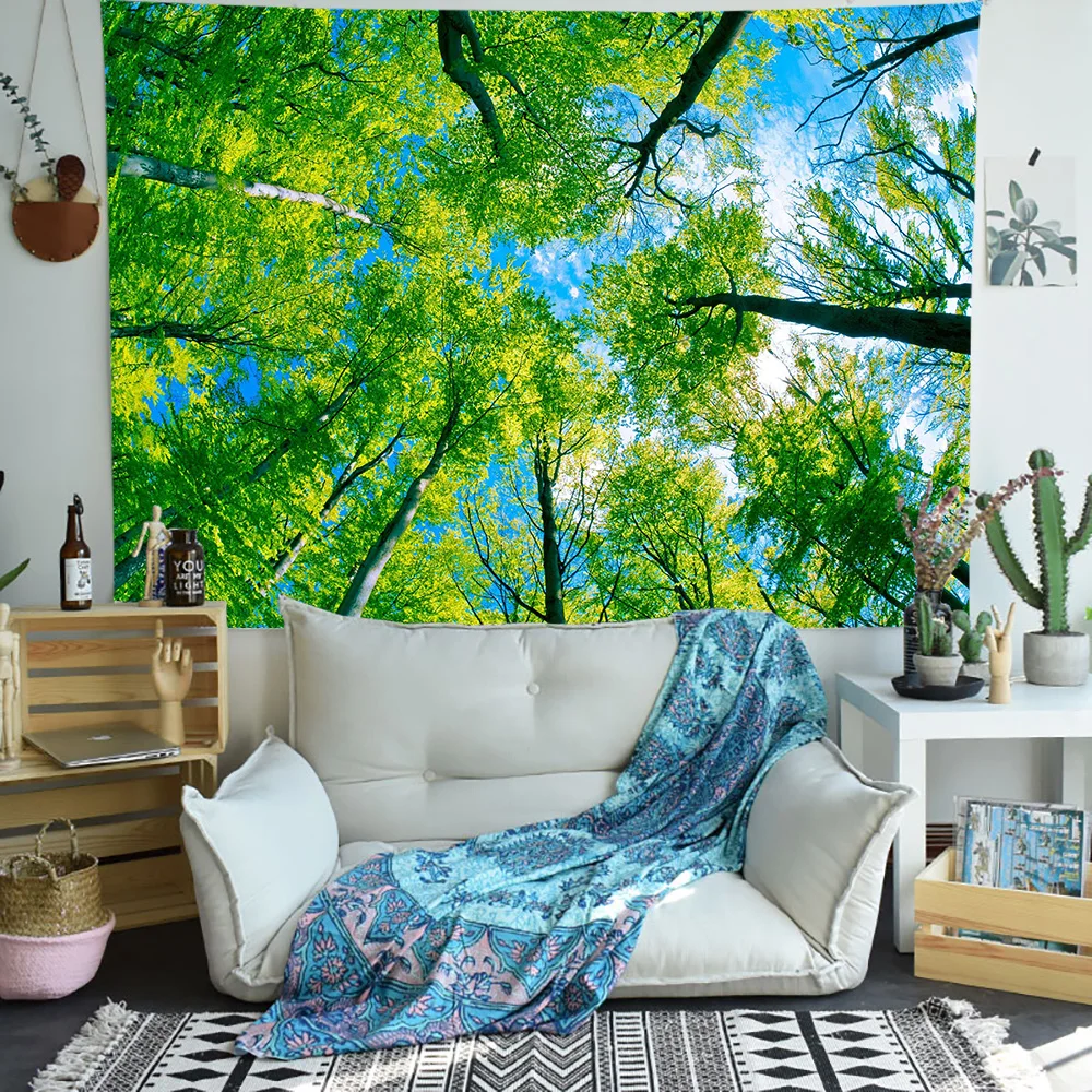 

Simsant Fantasy Green Forest Tapestry Fantasy Plant Magical Forest Art Wall Hanging Tapestries for Living Room Home Dorm Decor