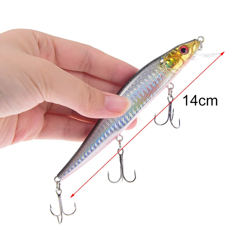 14cm/23g Fishing Lure Minnow Hard Bait With Three Fishing Hooks Fishing Tackle Wobbler 3D Eyes Crankbait
14cm/23g Fishing Lure Minnow Hard Bait With Three Fishing Hooks Fishing Tackle Wobbler 3D Eyes Crankbait