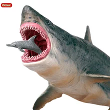 Oenux Savage Marine Sea Life Megalodon Action Figure Classic Ocean Animals Big Shark Fish Model PVC Collection Toy For Kids Gift