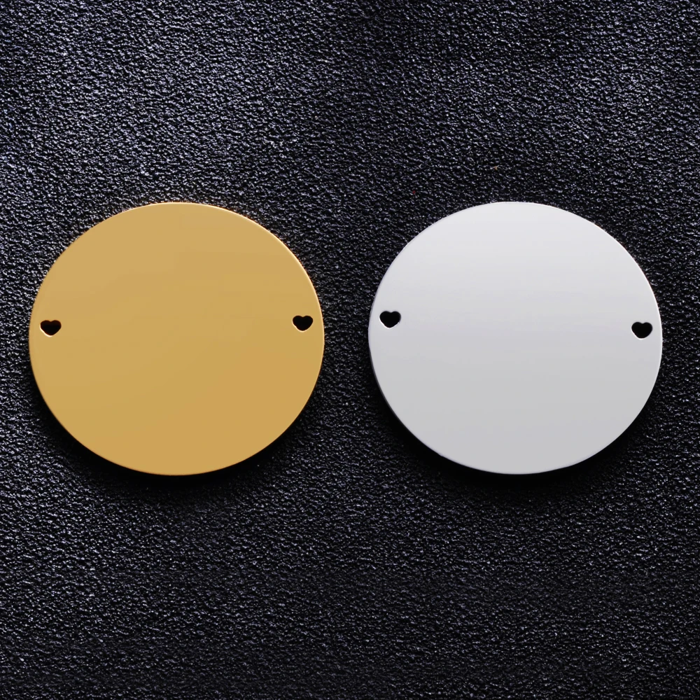 5pcs/lot Round Stamping Plate Mirror Polish Stainless Steel Blanking Charm Two Inner Heart Holes Connector 30mm
5pcs/lot Round Stamping Plate Mirror Polish Stainless Steel Blanking Charm Two Inner Heart Holes Connector 30mm