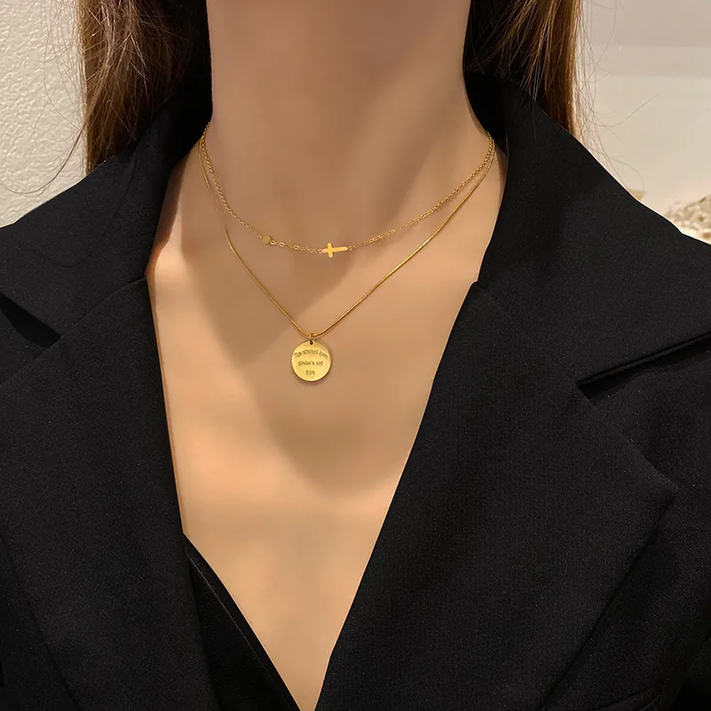New style contracted fashion retro ancient ways web celebrity temperament double-sided round titanium steel female necklace
New style contracted fashion retro ancient ways web celebrity temperament double-sided round titanium steel female necklace