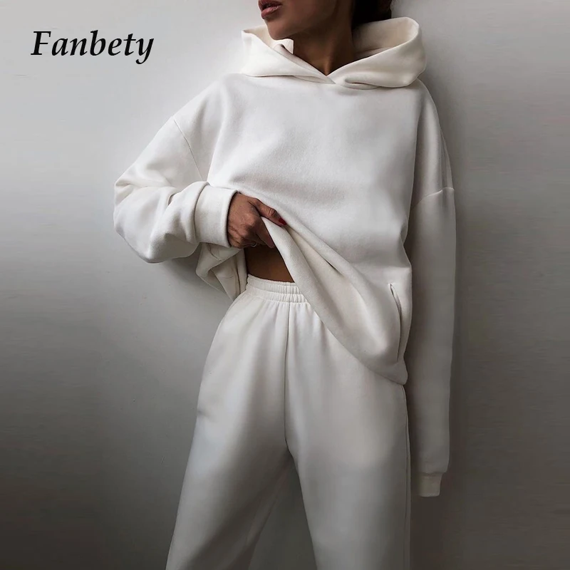Women Elegant Solid Two-Piece Sweatsuit Autumn Winter New Casual Loose Hooded Tops And Elastic Waist Pant Fashion Streetwear Set
Women Elegant Solid Two-Piece Sweatsuit Autumn Winter New Casual Loose Hooded Tops And Elastic Waist Pant Fashion Streetwear Set