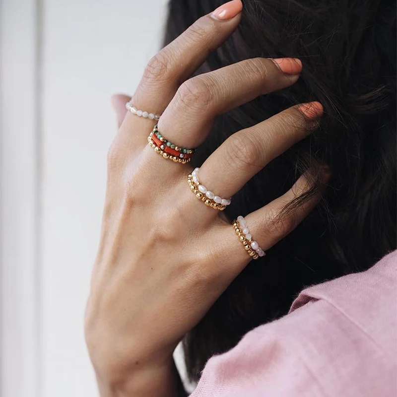 Boho Natural Stone Jewelry for Women Wedding Ring Set for Couple Freshwater Pearl Stainless Steel Rings for Women Adjustable
Boho Natural Stone Jewelry for Women Wedding Ring Set for Couple Freshwater Pearl Stainless Steel Rings for Women Adjustable