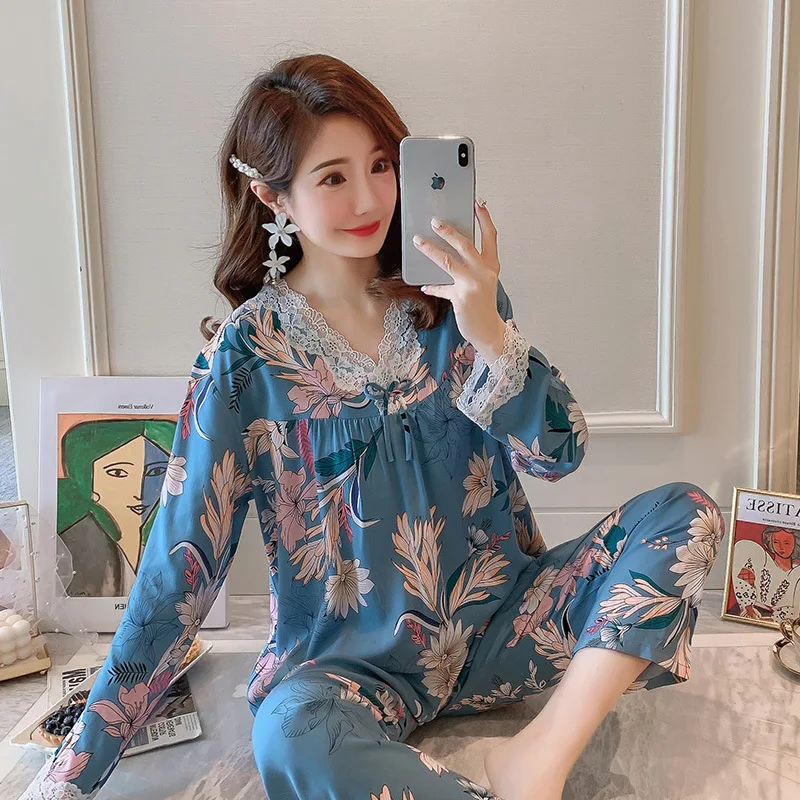 Spring Summer New 2PCS Pajamas Suit Homewear Casual Lace Women Nightwear Intimate Lingerie Cotton Sleepwear Printed Sleep Set
Spring Summer New 2PCS Pajamas Suit Homewear Casual Lace Women Nightwear Intimate Lingerie Cotton Sleepwear Printed Sleep Set