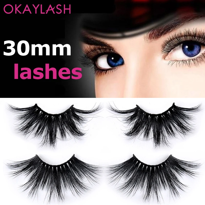 OKAYLASH Новинка 30 мм 28 очень длинные пушистые 3D 6D 100% натуральные норковые ресницы