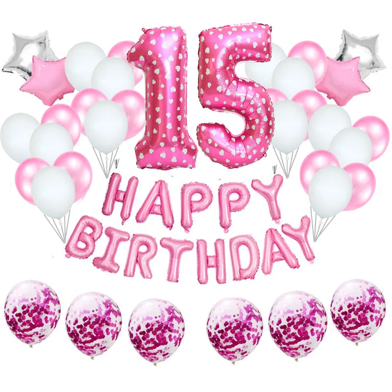 37pcs Rose Gold Number 15 Foil Latex Balloons 15th Happy Birthday Party Decorations Kids Boy Girl Fifteen Anniversary Supplies
37pcs Rose Gold Number 15 Foil Latex Balloons 15th Happy Birthday Party Decorations Kids Boy Girl Fifteen Anniversary Supplies