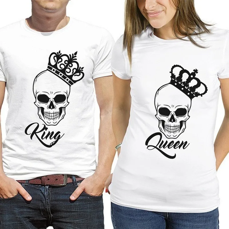 King Queen Skull Crown Adolescent Tshirt Couple Daily Cotton Party Tee shirts Boyfriend O Collar White Lady Graphic White Tops
King Queen Skull Crown Adolescent Tshirt Couple Daily Cotton Party Tee shirts Boyfriend O Collar White Lady Graphic White Tops