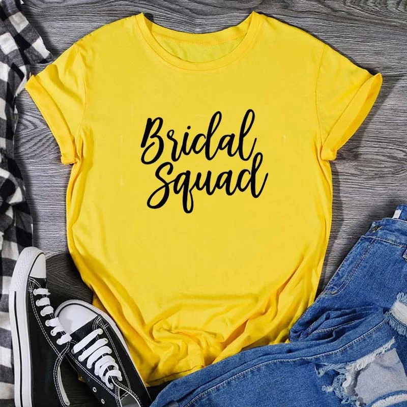 Bridal Squad Team Party Wedding Hipster Fashion Harajuku Printing Women T Shirts Causal Short Sleeve Tops y879
Bridal Squad Team Party Wedding Hipster Fashion Harajuku Printing Women T Shirts Causal Short Sleeve Tops y879