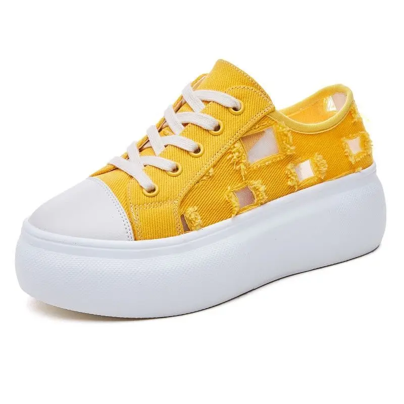 Thick-soled canvas shoes women's summer 2021 new Korean version of Joker net red tide women's mesh hollow breathable white shoes
Thick-soled canvas shoes women's summer 2021 new Korean version of Joker net red tide women's mesh hollow breathable white shoes