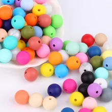 TYRY.HU 50Pc/Set Baby Teether Beads DIY Chew Necklace Pearl Pacifier Clips Chain DIY Rodents Bead Food Grade Silicone Beads 12mm
