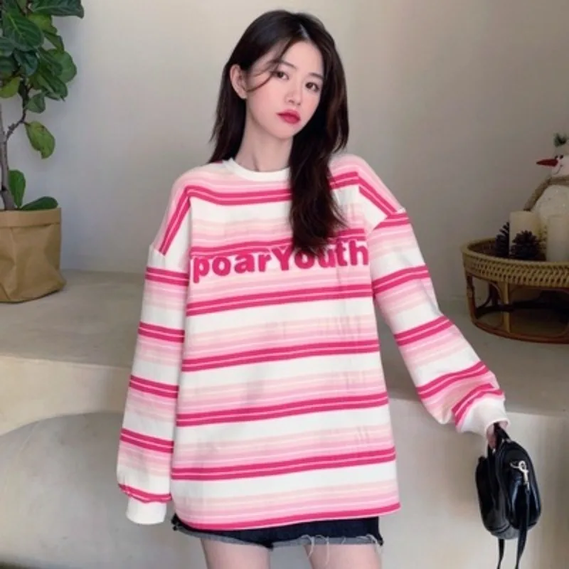 ZOGAA Pullover Women Autumn New Thin Sweatshirt Women's Long Sleeve Loose Round Neck Striped Mid-length Korean Style Sweet Daily
ZOGAA Pullover Women Autumn New Thin Sweatshirt Women's Long Sleeve Loose Round Neck Striped Mid-length Korean Style Sweet Daily