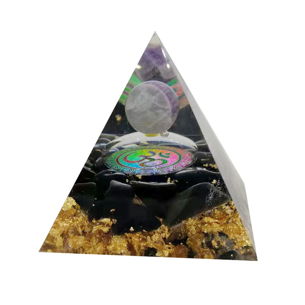 

Аметистовый Кристалл ручной работы, сфера, пирамида оргона 60 мм с обсидианом, ОРГОН рейки, энергетическое лечение, медитация, кристалл ОРГОН