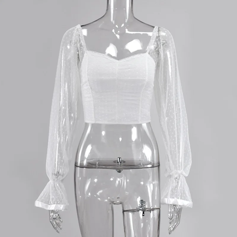 Square Collar Ruched Sexy Women See Through Mesh Polka Dot Woman Blouses 2021 New Chiffon Wrapped Chest Exposed Navel Short Top
Square Collar Ruched Sexy Women See Through Mesh Polka Dot Woman Blouses 2021 New Chiffon Wrapped Chest Exposed Navel Short Top