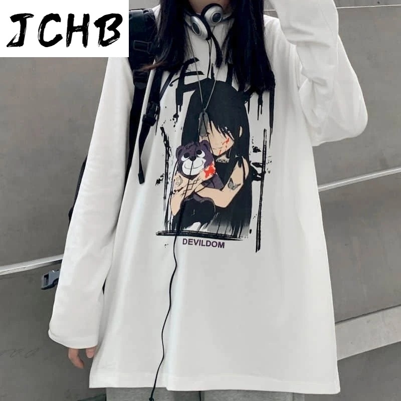 2021 Goth Oversized Tshirt Women t Shirt Men Dark Students Korean Retro Print Long-sleeved T-shirt Punk Gothic Clothes Harajuku
2021 Goth Oversized Tshirt Women t Shirt Men Dark Students Korean Retro Print Long-sleeved T-shirt Punk Gothic Clothes Harajuku