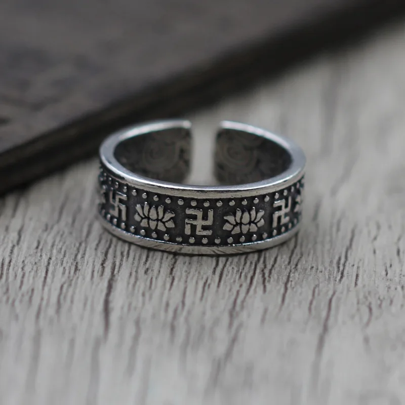 Buddhism Thai Silver Retro Vernacular Lotus Open Ring Ring 9v Sterling Silver Jewelry
Buddhism Thai Silver Retro Vernacular Lotus Open Ring Ring 9v Sterling Silver Jewelry