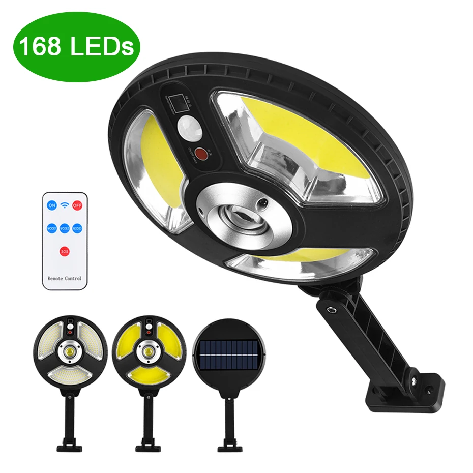 168 LEDs Solar Lamp Outdoor 3 Mode Street Light COB SMD Powered Sunlight Wall Lights Remote Control Waterproof Garden Road Decor
168 LEDs Solar Lamp Outdoor 3 Mode Street Light COB SMD Powered Sunlight Wall Lights Remote Control Waterproof Garden Road Decor