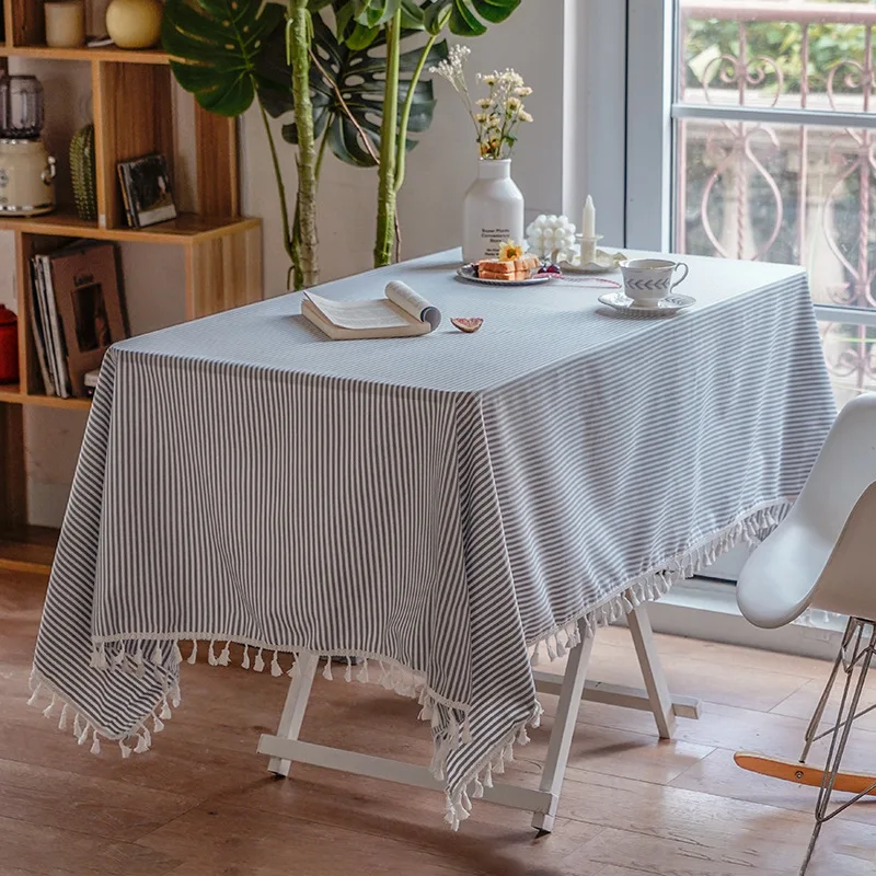 Japan Style Cotton Linen Tablecloth Simple Solid Striped Tassel Hem Dust-proof Rectangular Table Cloth for Hotel Wedding Party
Japan Style Cotton Linen Tablecloth Simple Solid Striped Tassel Hem Dust-proof Rectangular Table Cloth for Hotel Wedding Party