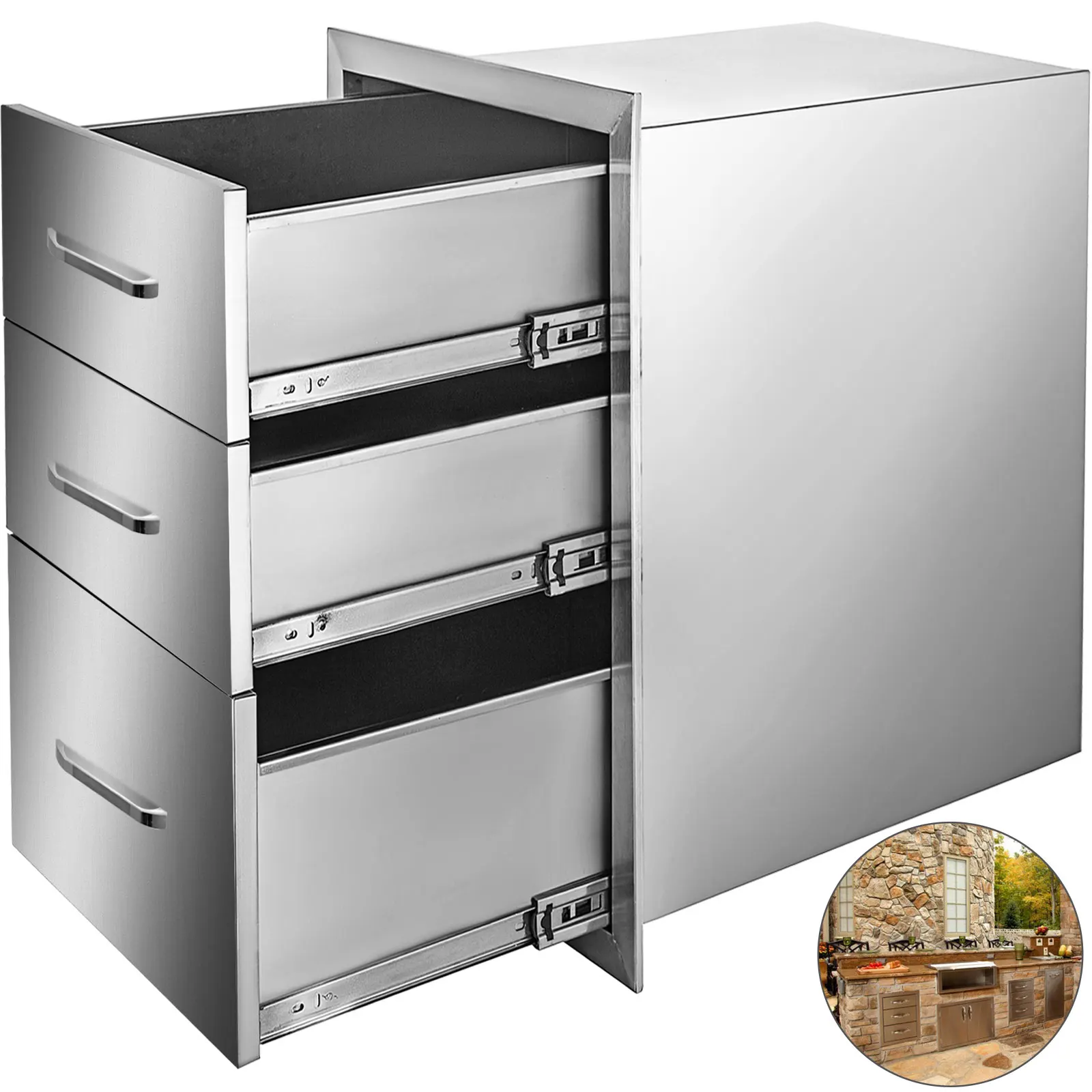 VEVOR Pull Out Drawer Stainless Steel Storage with Chrome Handle and Flush Mount Double Access Drawer for Outdoor Kitchen Home
VEVOR Pull Out Drawer Stainless Steel Storage with Chrome Handle and Flush Mount Double Access Drawer for Outdoor Kitchen Home
