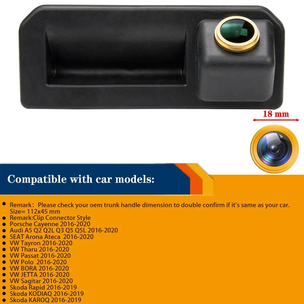 Freezzmi Золотая HD ручка камеры заднего вида для Audi A5 Q2 Q3 Q5 Seat Arona Ateca VW Tayron Passat Jetta Polo Bora