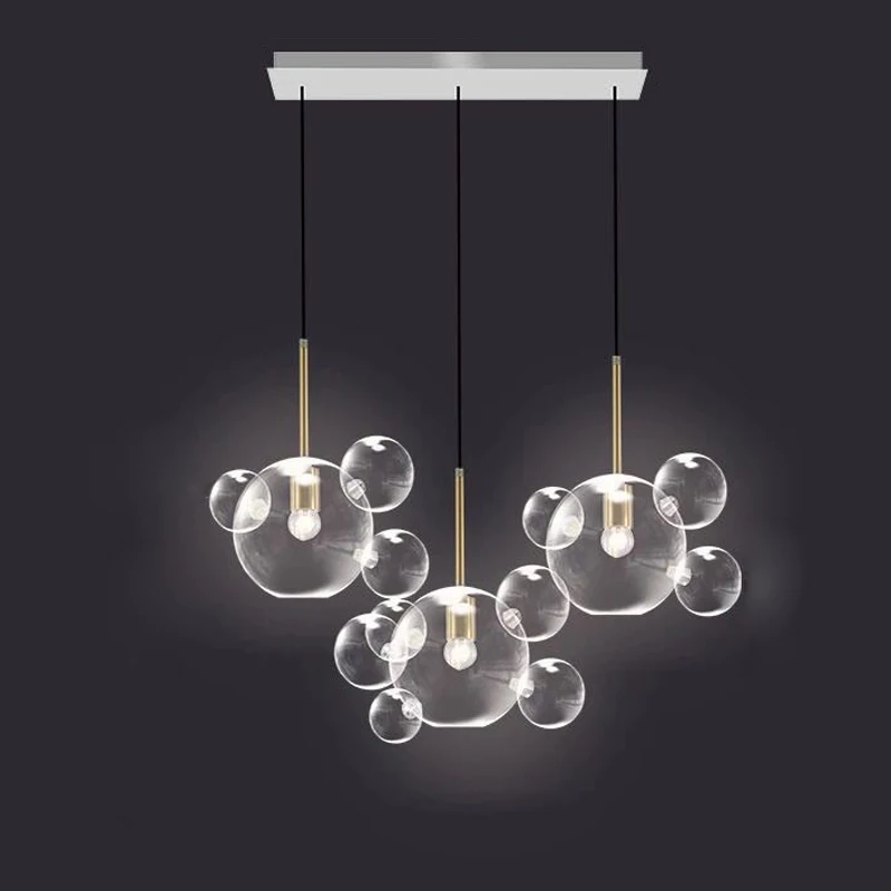 

Светодиодная лампа в стиле пост-модерн, светильник с белыми прозрачными стеклянными пузырьками в стиле арт-деко для столовой