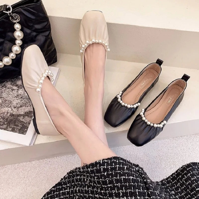 Retro Square Toe Exquisite Pearl Ladies Single Shoes Spring And Summer New Versatile Shallow Mouth Comfortable Flat Shoes
Retro Square Toe Exquisite Pearl Ladies Single Shoes Spring And Summer New Versatile Shallow Mouth Comfortable Flat Shoes