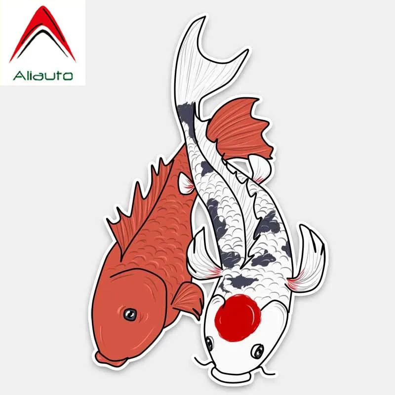 

Aliauto Creative Car Sticker Beautiful Koi Red and White Fish PVC Waterproof Reflective Sunscreen Decal Graphical,15cm*9cm