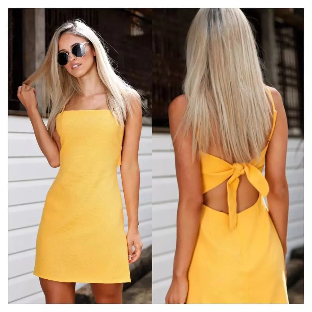Summer Autumn Women's Sling Beach Mini Dress Spaghetti Straps Holiday Casual Bodycon Dress Backless Sexy Party Bandage Dress
Summer Autumn Women's Sling Beach Mini Dress Spaghetti Straps Holiday Casual Bodycon Dress Backless Sexy Party Bandage Dress