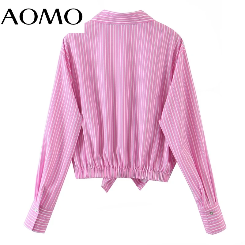AOMO Women Retro Pink Striped Print Crop Blouse Long Sleeve Chic Female Casual Shirt SL111A
AOMO Women Retro Pink Striped Print Crop Blouse Long Sleeve Chic Female Casual Shirt SL111A