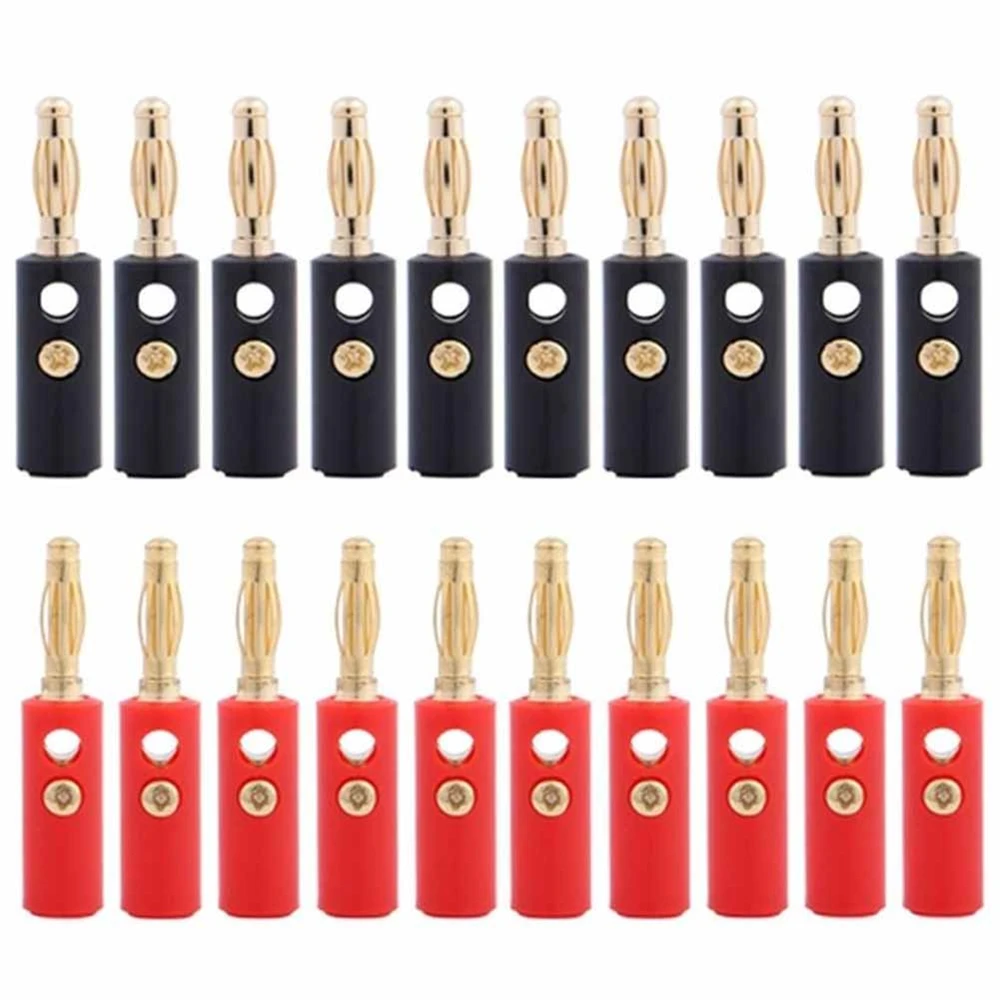 

20Pcs/Lot 4mm Gold Plated Speaker Banana Connector Horn Speakers Banana Plug Compatible With Up to 3mm Diameter Of Speaker Cable