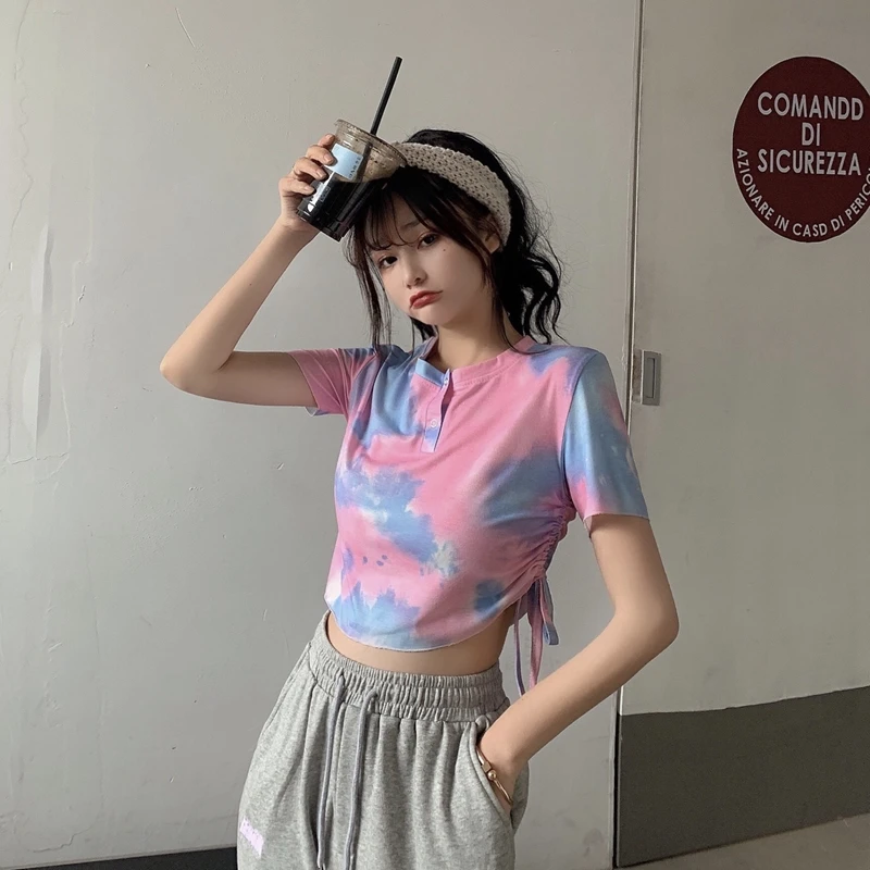 INS Super Hot Net Red Tie-Dyed Top Women's Summer 2021 New Korean Style BF Style High Waist Navel T-shirt Shory Style T-shirt
INS Super Hot Net Red Tie-Dyed Top Women's Summer 2021 New Korean Style BF Style High Waist Navel T-shirt Shory Style T-shirt