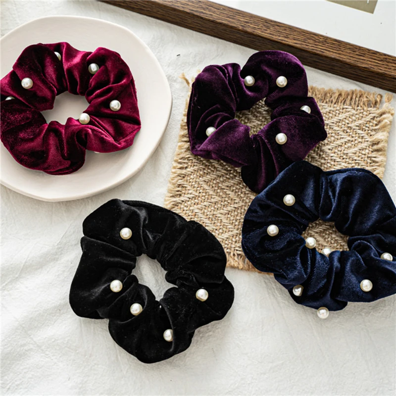 2021 Autumn Women Girl Black Velvet Hair Scrunchies Pearl Ponytail Holder Hair Tie Hair Rope Rubber Bands Hair Accessories
2021 Autumn Women Girl Black Velvet Hair Scrunchies Pearl Ponytail Holder Hair Tie Hair Rope Rubber Bands Hair Accessories