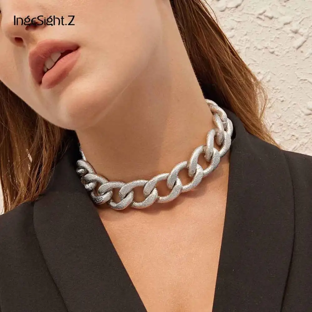 Ожерелье IngeSight.Z из кубинской панцирной цепи Майами для мужчин и женщин Массивное