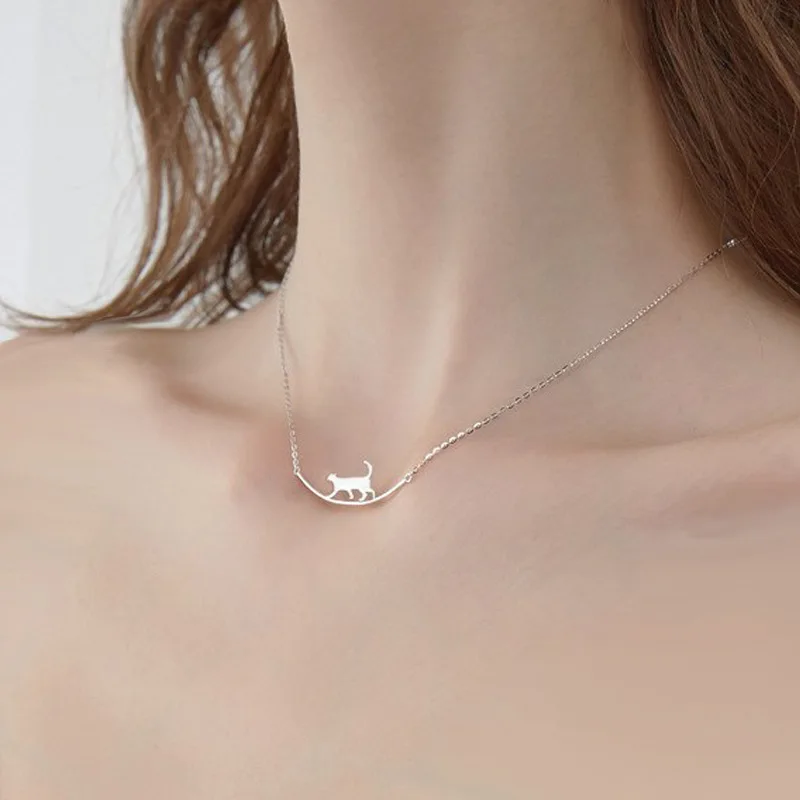 Silver Plated Cute Cat Curve Pendant Necklace Women's Girl Student Animal Necklace Collarbone Chain Fashion Jewelry Gift
Silver Plated Cute Cat Curve Pendant Necklace Women's Girl Student Animal Necklace Collarbone Chain Fashion Jewelry Gift