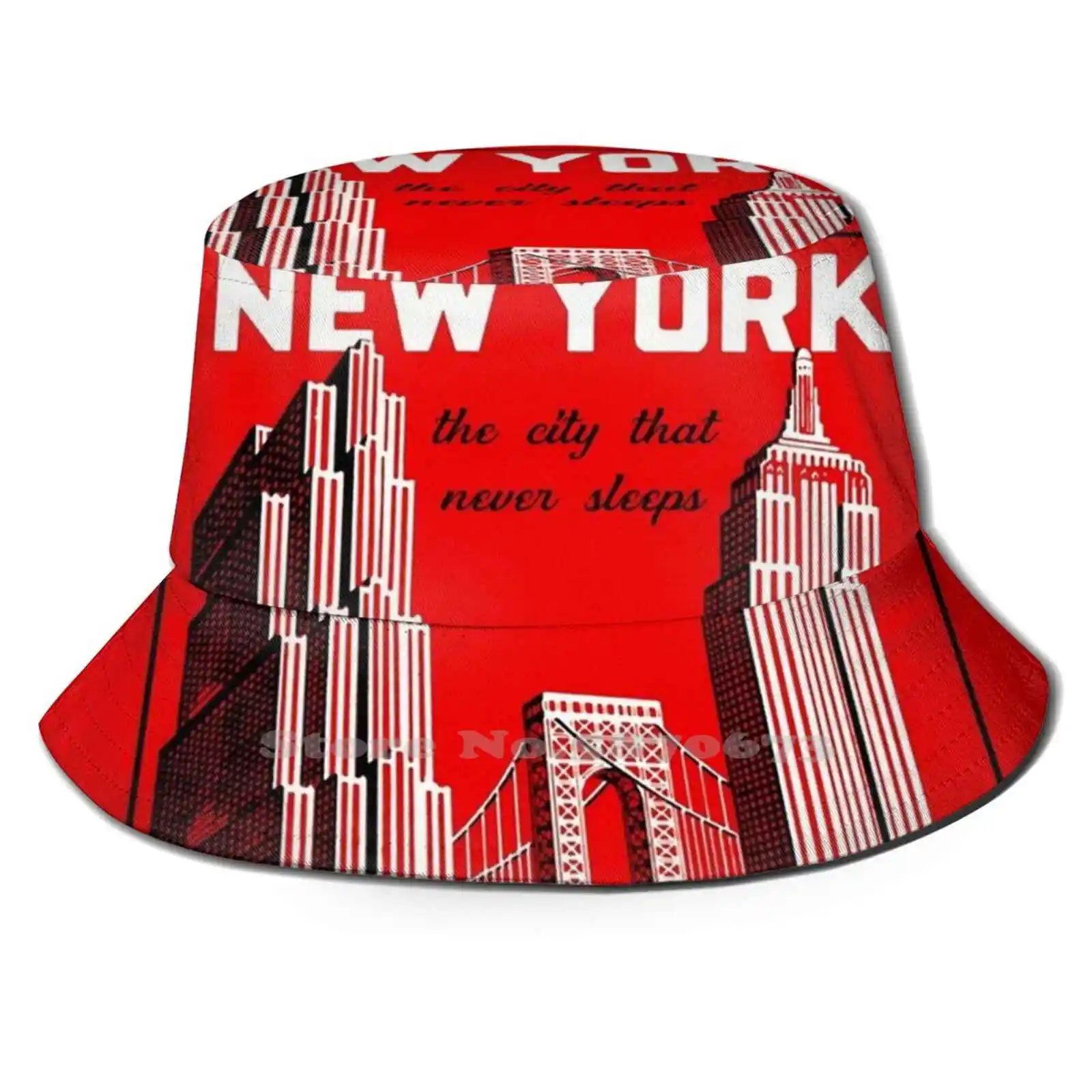 

Vintage New York City Skyline Travel Poster Print Bucket Hats Sun Cap Vintage Travel Retro Travel Travel Ad New York The City